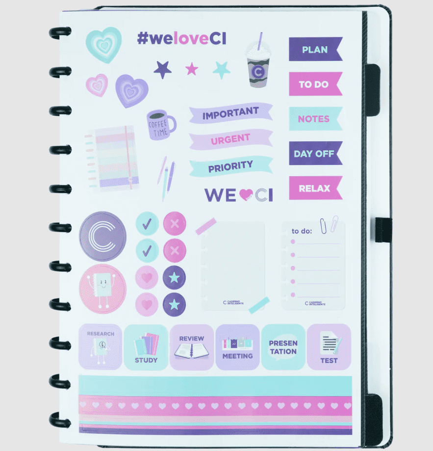 Caderno Inteligente Dark Green Grande 60 Folhas com Pauta e 20 Folhas Lisas