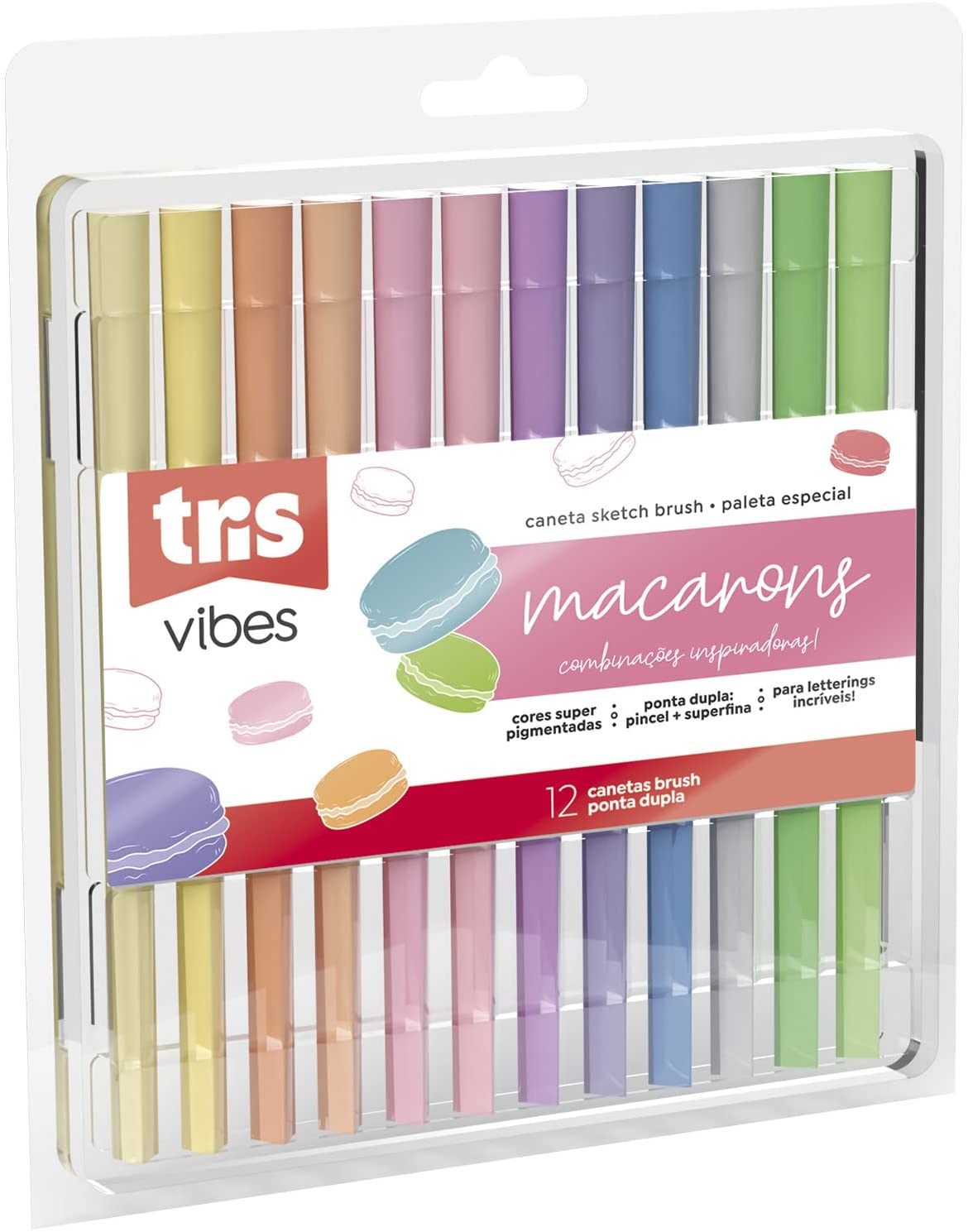 Caneta Hidrocor Tris Vibes Sketch Macar com 12 Unidades
