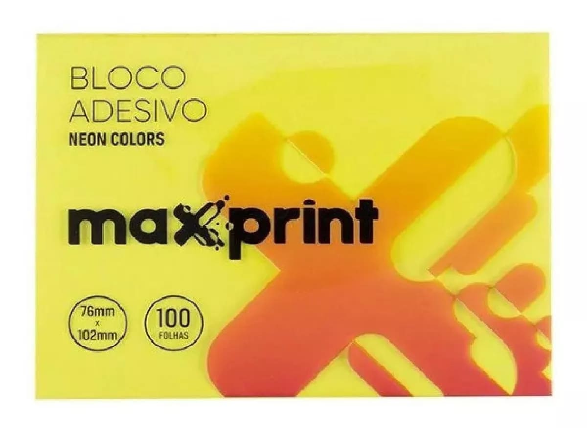 Bloco Adesivo Maxprint 76x102 Grande Neon Amarelo