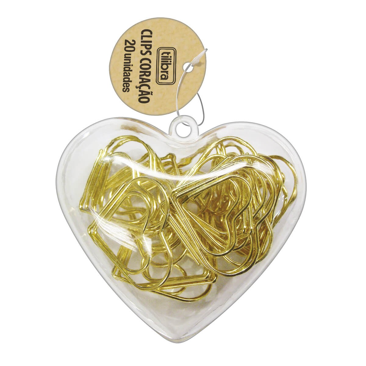 Clips Tilibra Coração Duplo 20 Unidades Dourado
