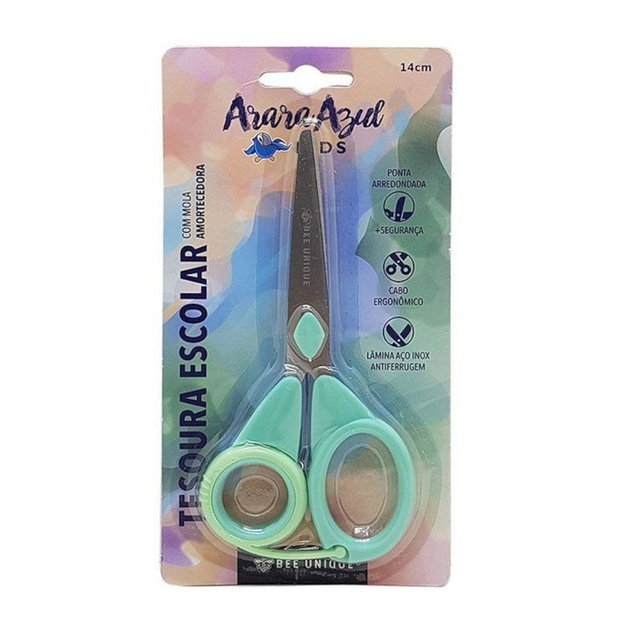 Tesoura Escolar Bee Unique Inox com Trava 13cm