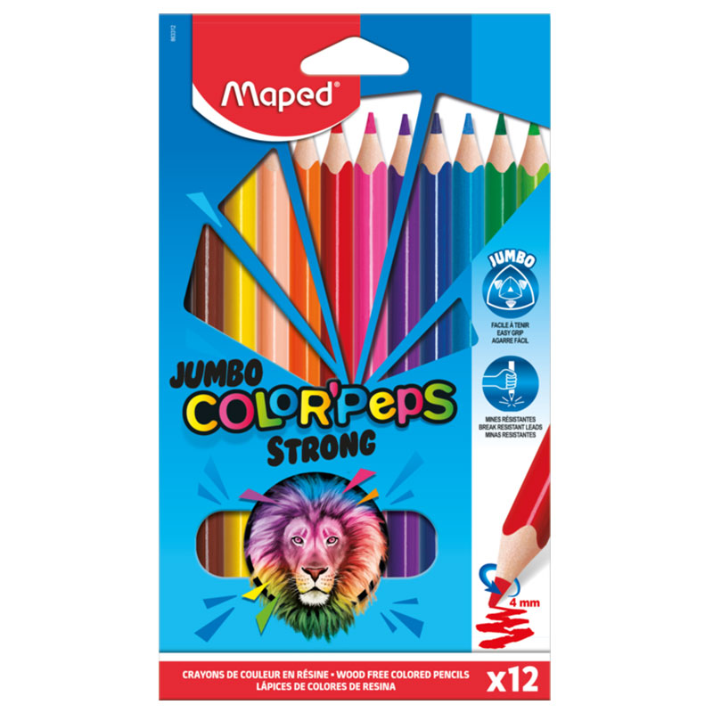 Lápis de Cor Maped 12x1 Jumbo Color Peps Strong Lápis Grande