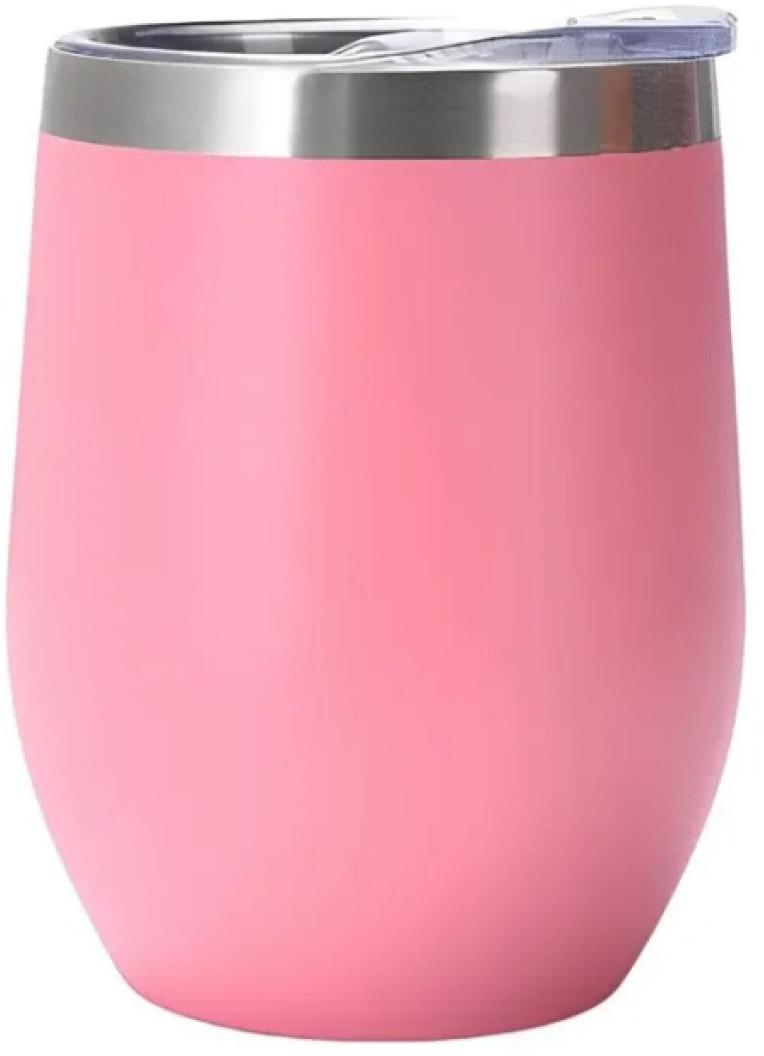 Copo Térmico Cuia 350 ml Aço Inox com Tampa Rosa