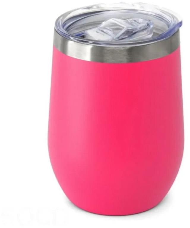 Copo Térmico Cuia 350 ml Aço Inox com Tampa Rosa