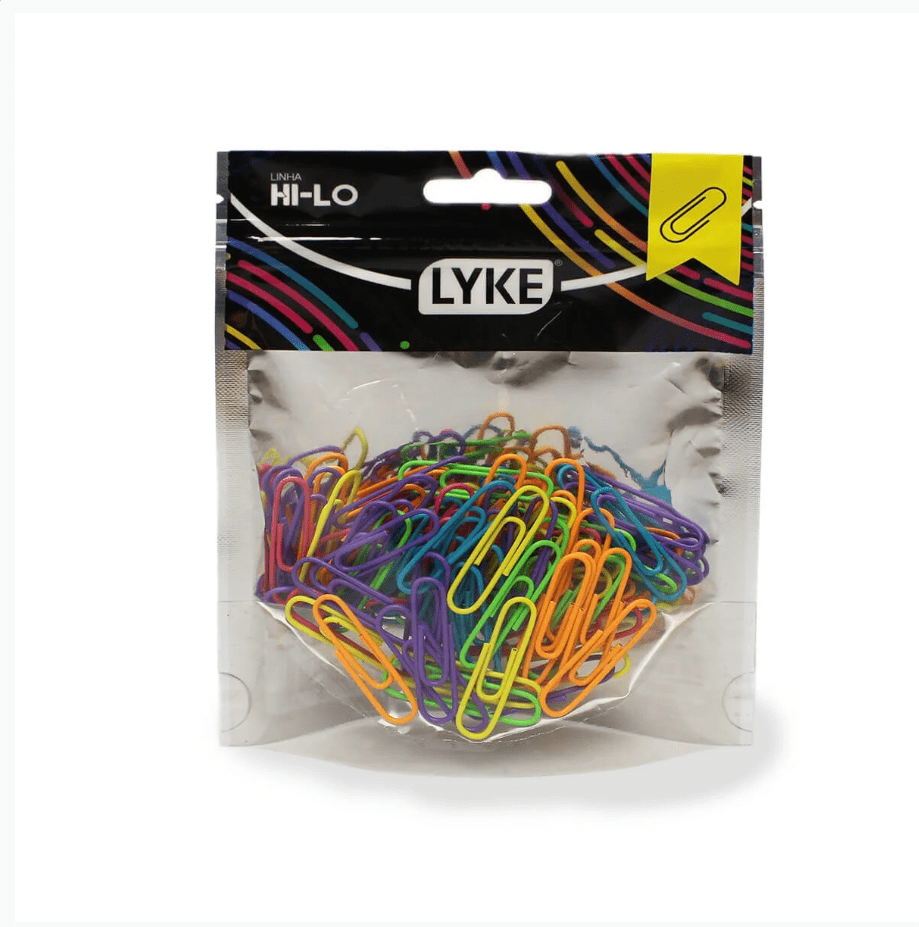 Clips Lyke Ziper Bag com 100 Unidades Cores Neon