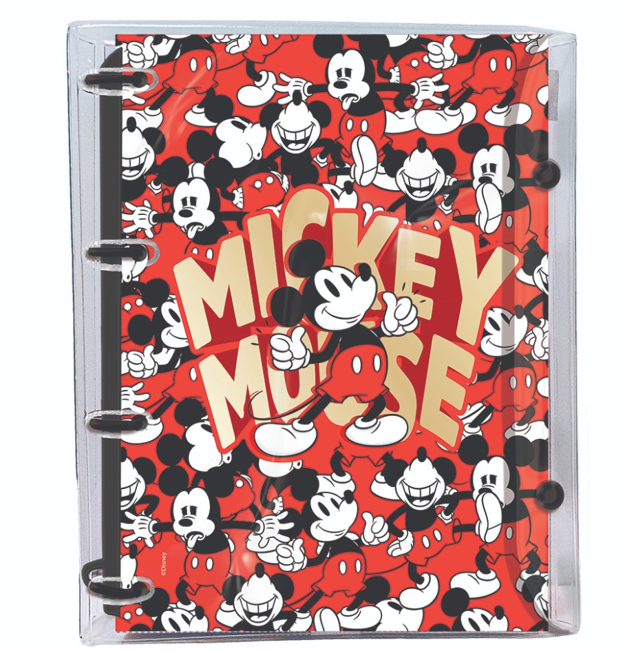 Fichário DAC Universitário Disney Mickey + Grande com Capa em PVC Cristal