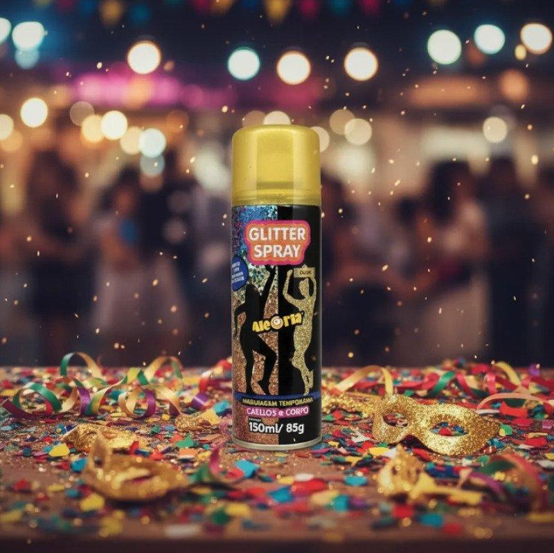 Glitter Spray Cabelo e Corporal 150 ml Da Alegria Carnaval Ouro Dourado