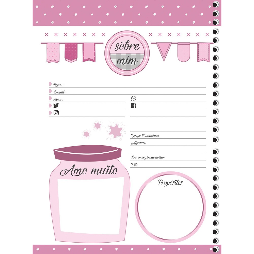 Planner São Domingos 92 Folhas Espiral Permanente Happen Sortido