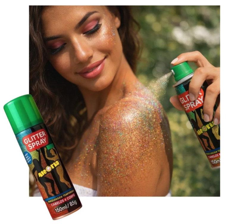 Glitter Spray Cabelo e Corporal 150 ml Da Alegria Carnaval Prateado