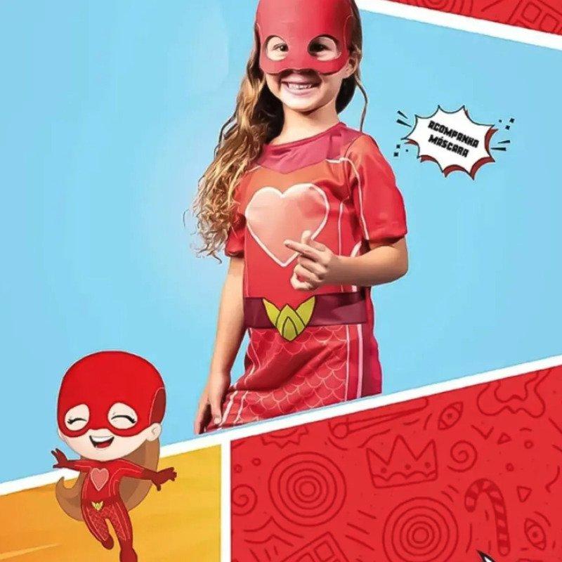 Fantasia Os Aventureiros Super Sereia Tam P Super Magia Vermelha com Máscara