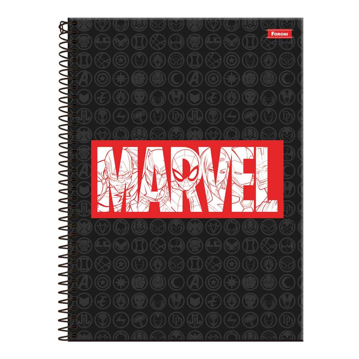 Caderno Espiral Tilibra Capa Dura Universitário Marvel Red Brick 80 Folhas 1x1 Sortido