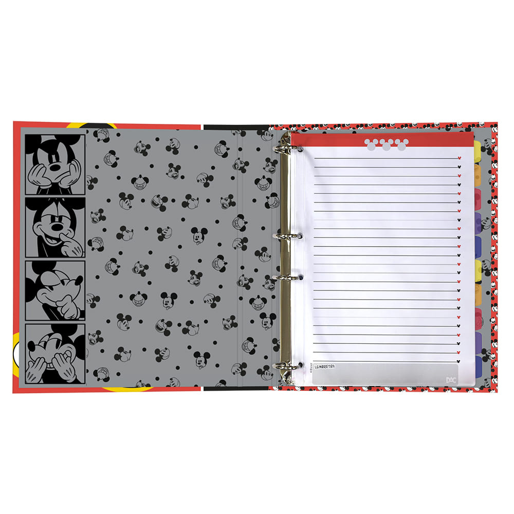 Fichário DAC Colegial Disney Mickey Mouse com 48 Folhas Decoradas