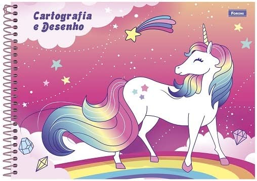 Caderno Cartografia Foroni Unicórnio 80 Folhas