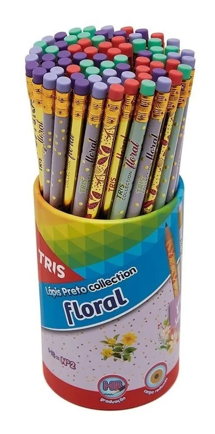 Lápis Preto TRIS Collection Floral Unidade Sortido