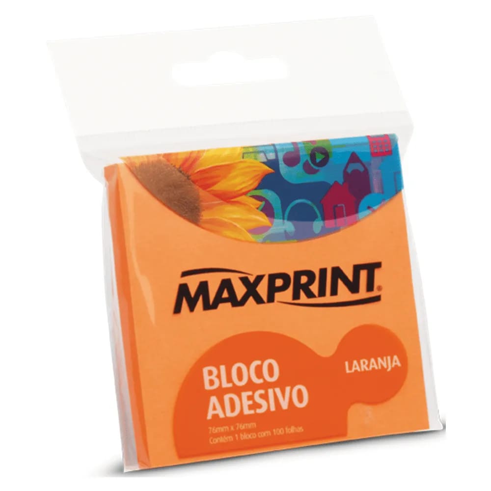 Bloco Adesivo Maxprint 76-102mm 100 Folhas Laranja Neon