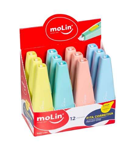Fita Corretiva Molin Retrátil Neo 5mm x 6m Unidade Sortido