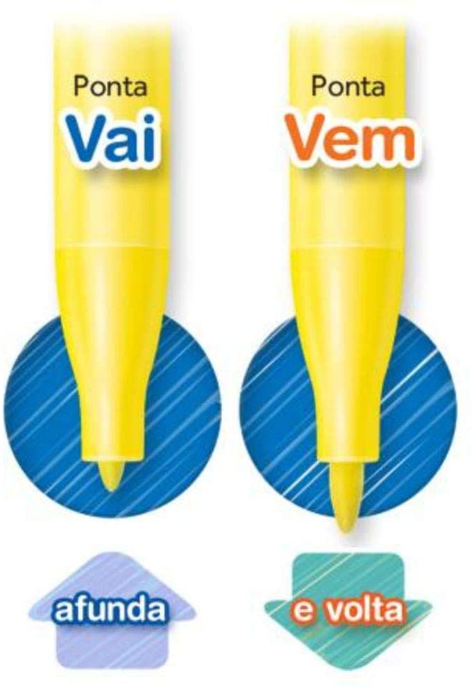 Caneta Hidrocor Faber Castell 24 Cores Ponta Vai e Vem