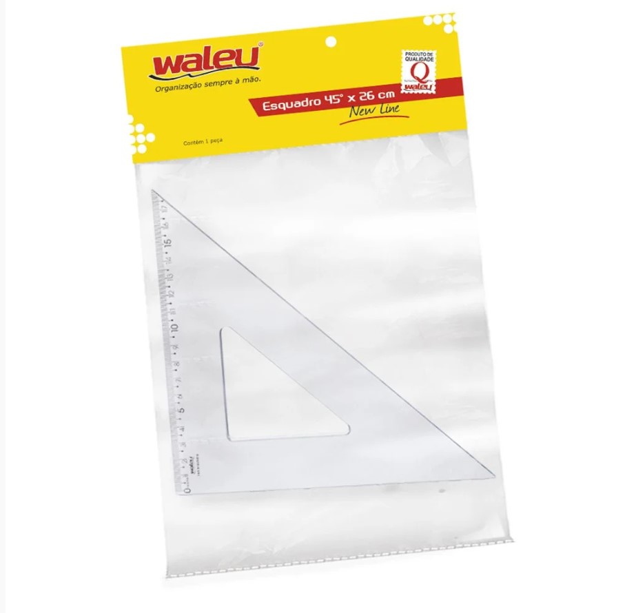Esquadro Escolar Waleu New Line 45 Graus 26cm