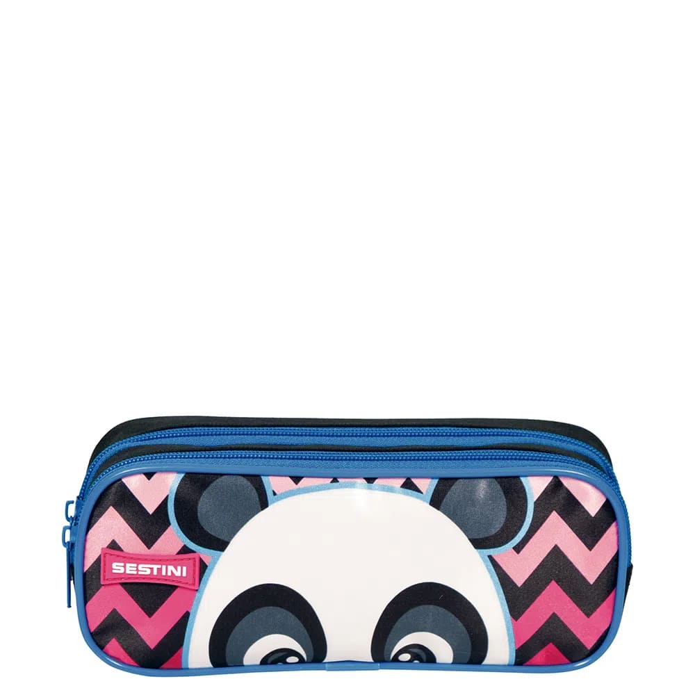 Estojo Escolar Sestini Médio Plus Panda 2 Divisórias Colorido
