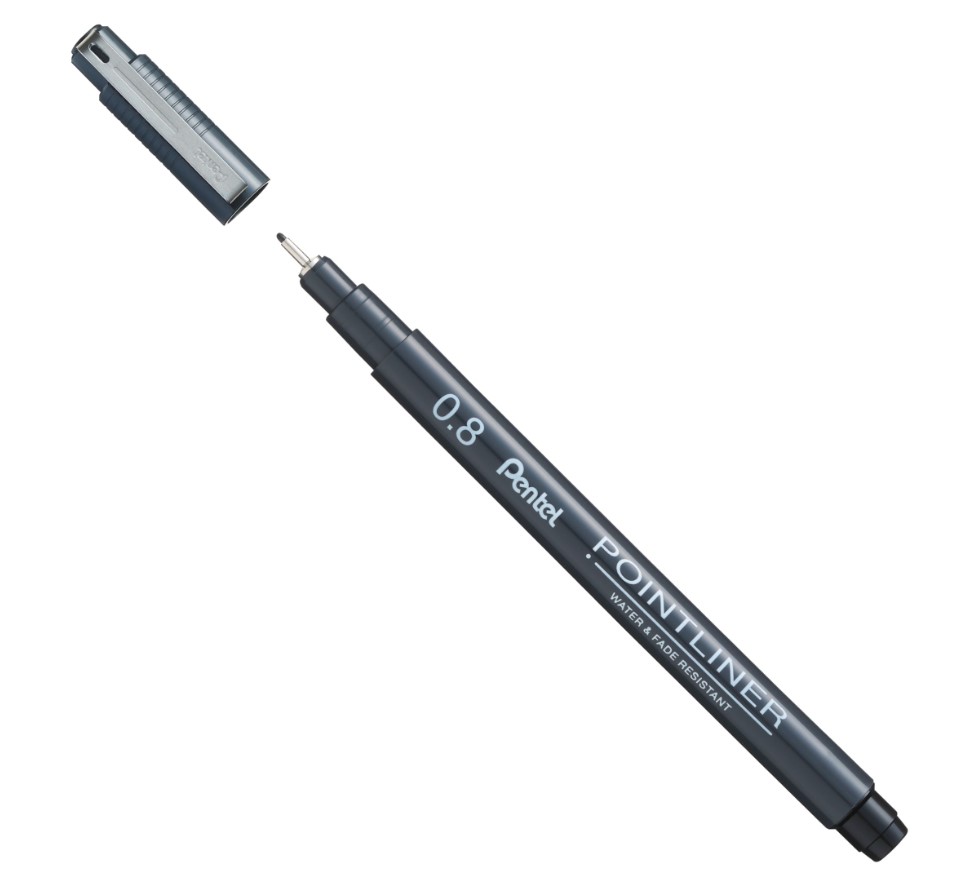 Caneta Nanquim Pentel Pointliner 0.8m Preto