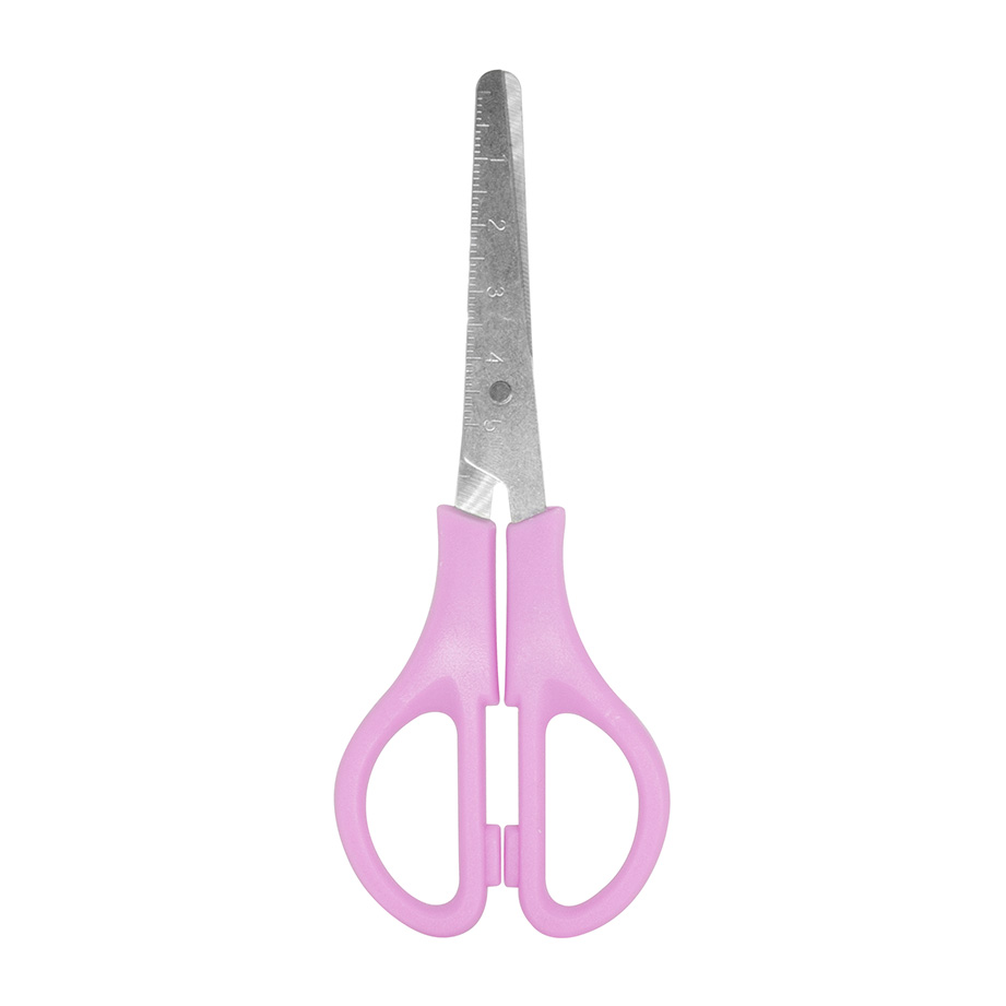 Tesoura CIS Escolar Kids Ks-125 com Régua Cores em Tom Pastel