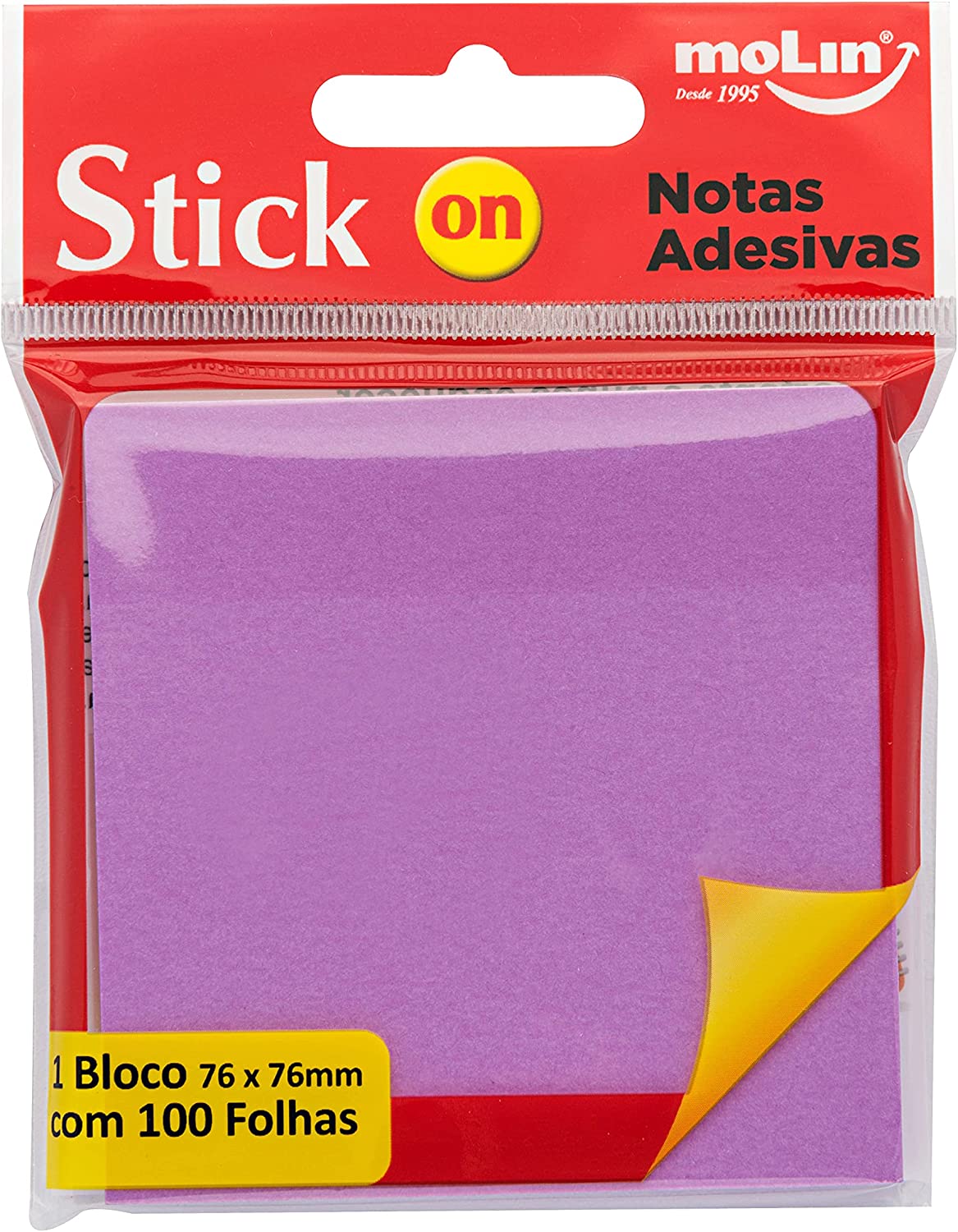 Bloco de Notas Molin Neon 76x76mm 100 Folhas Roxo