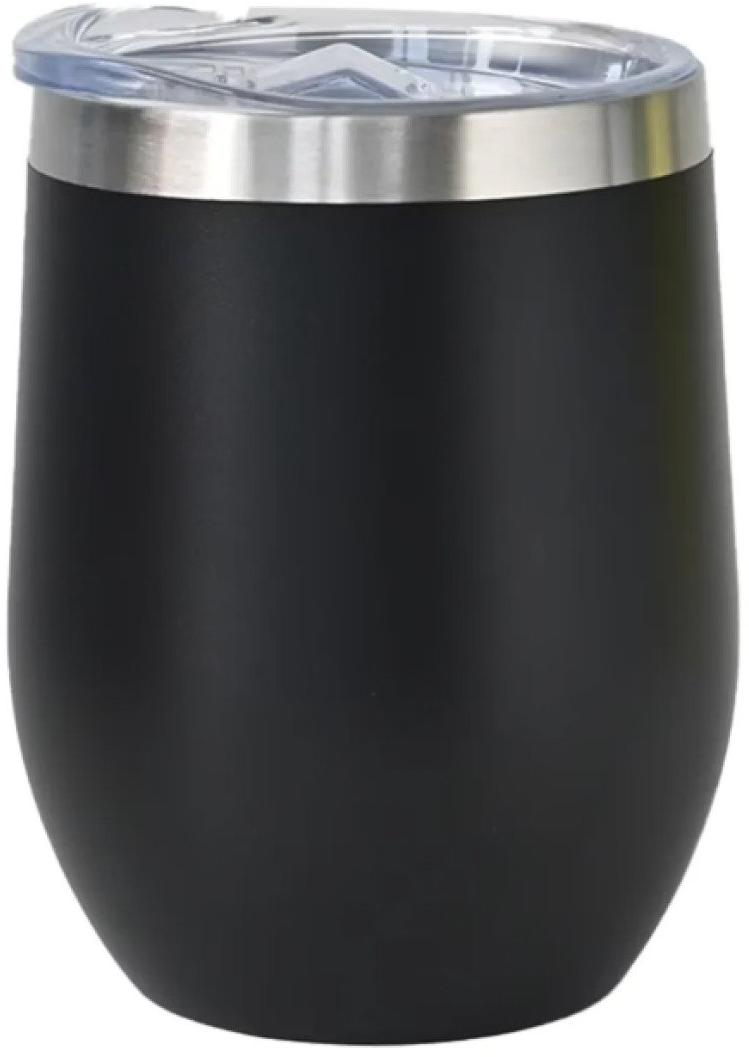 Copo Térmico Cuia 350 ml Aço Inox com Tampa Preto