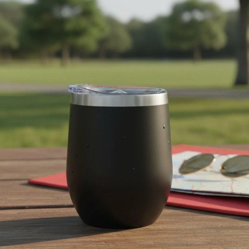 Copo Térmico Cuia 350 ml Aço Inox com Tampa Preto