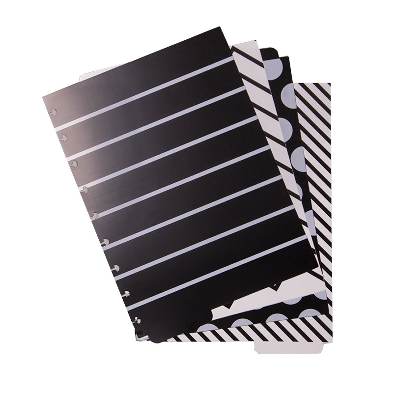 Divisória Caderno Inteligente Médio com Aba 4 Divisórias Preto e Branco