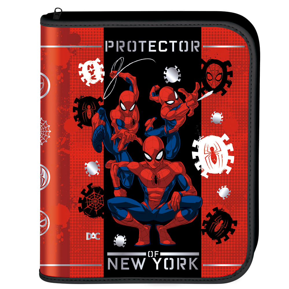 Fichário DAC Universitário Homem Aranha Grande com Ziper 48 Folhas