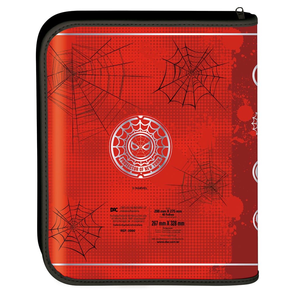 Fichário DAC Universitário Homem Aranha Grande com Ziper 48 Folhas