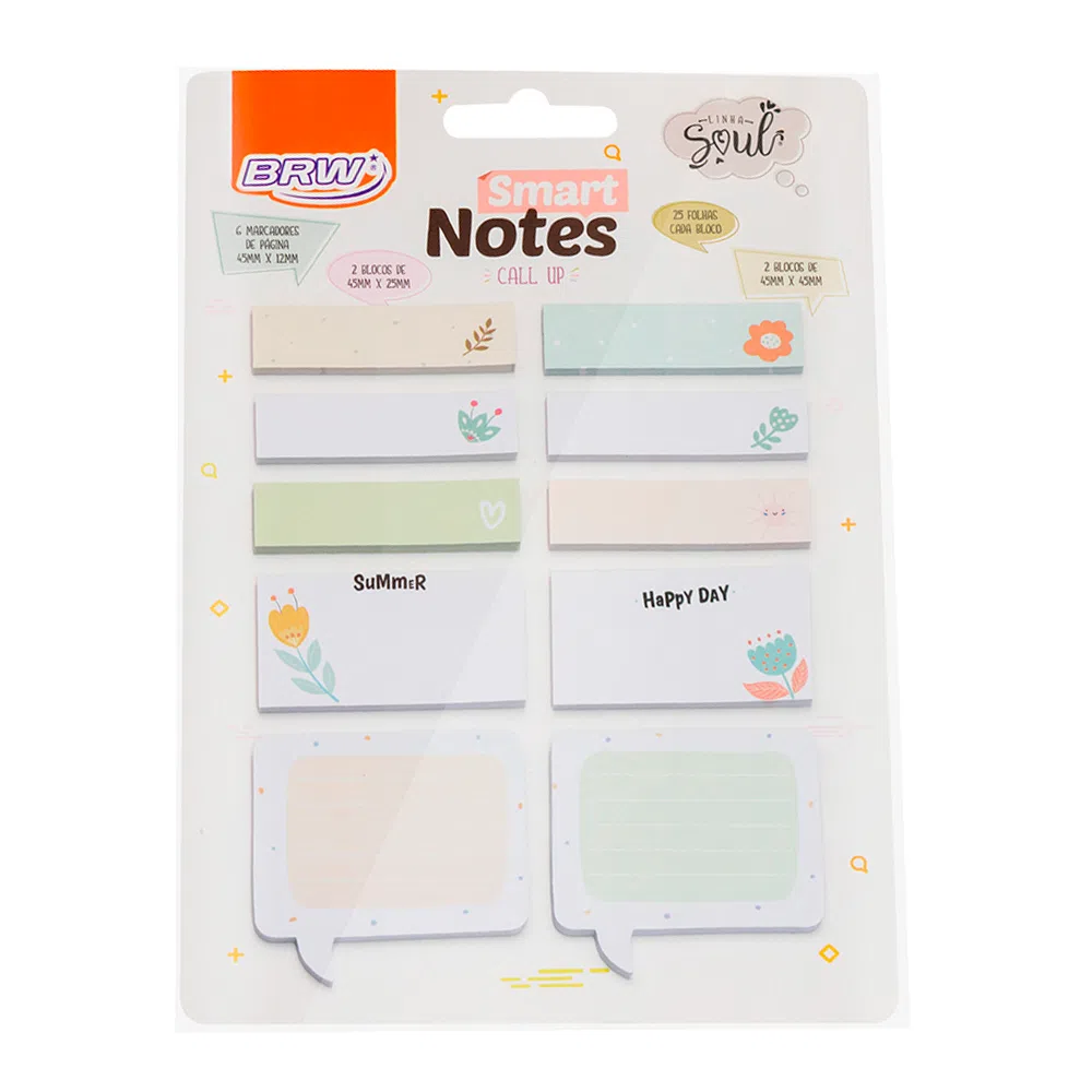 Bloco Adesivo BRW Smart Notes Call Up Flora