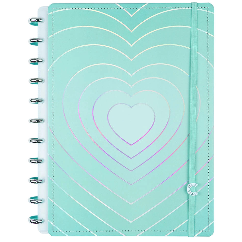 Caderno Inteligente Turquoise Love Grande 60 Folhas com Pauta e 20 Folhas Lisas