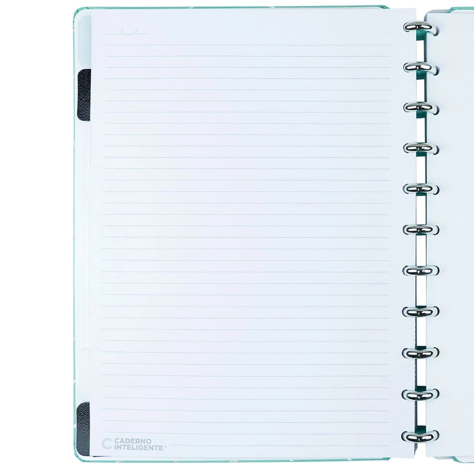Caderno Inteligente Turquoise Love Grande 60 Folhas com Pauta e 20 Folhas Lisas