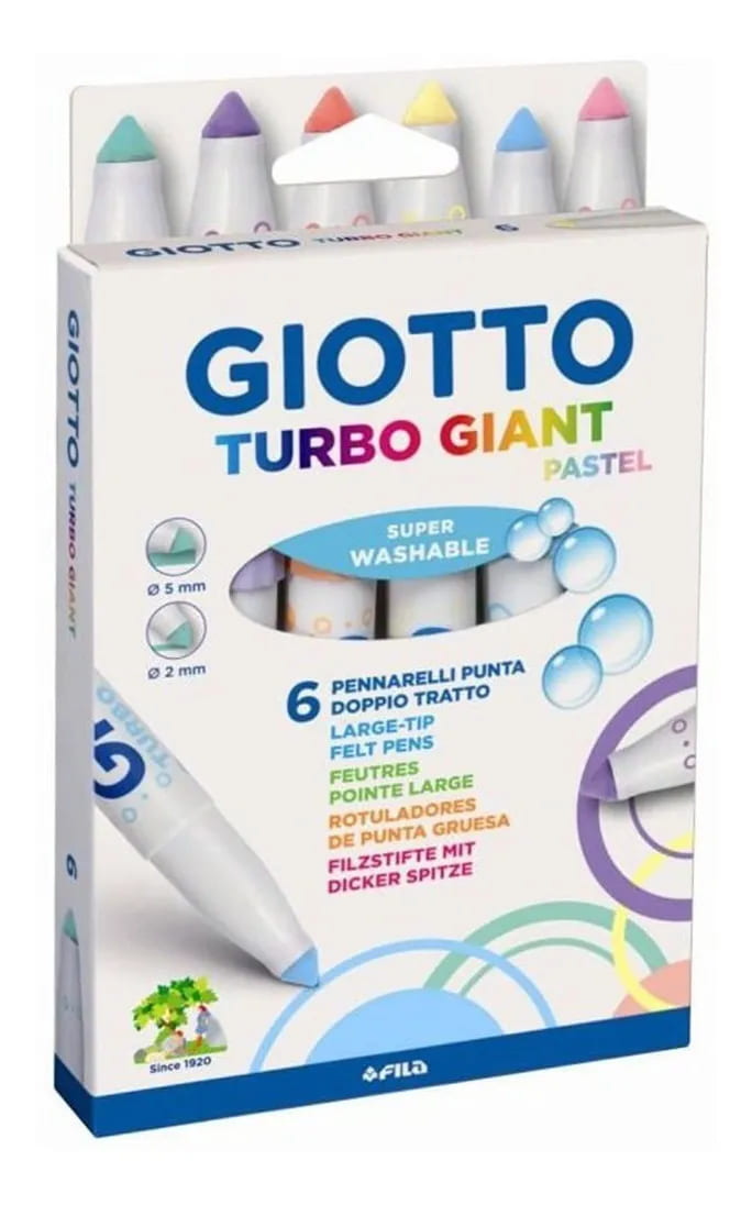 Caneta Hidrocor Giotto 6x1 Turbo Giant Pastel