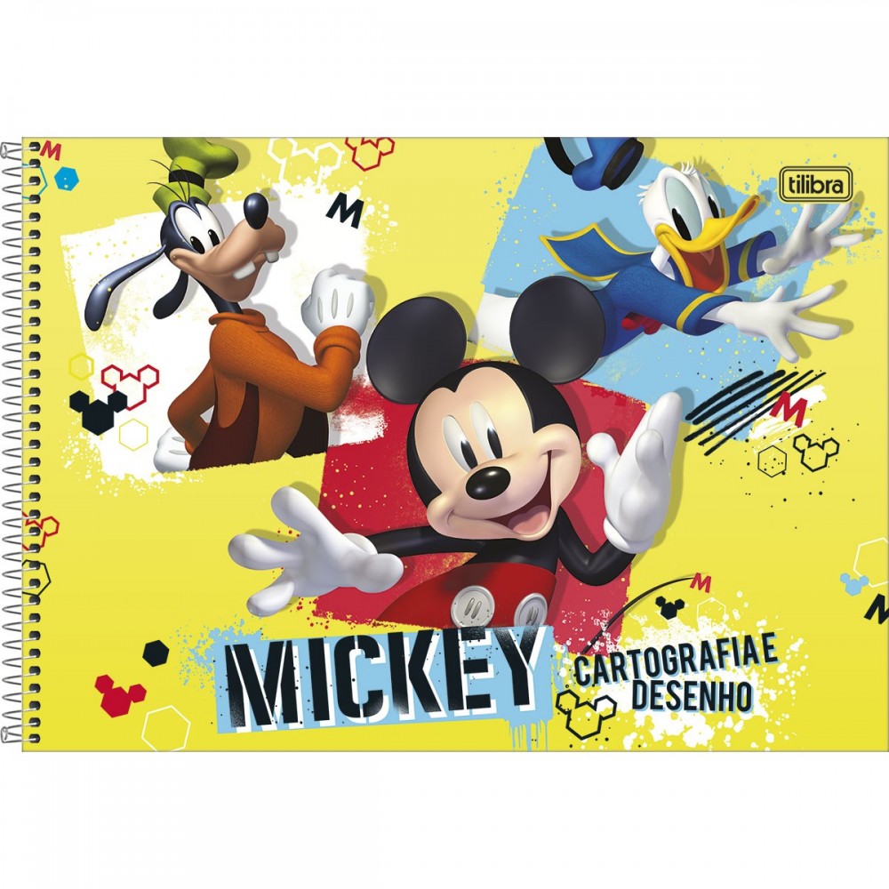 Caderno Cartografia Tilibra Mickey Espiral Capa Dura 80 Folhas Sortido