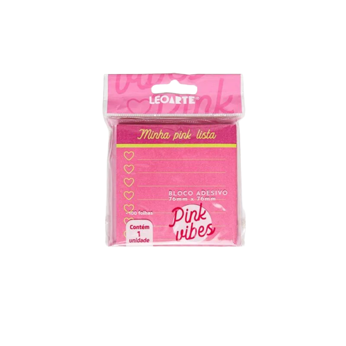 Bloco Adesivo Leoarte Lista Pink Vibes 100 Folhas 76mm x 76mm Unidade