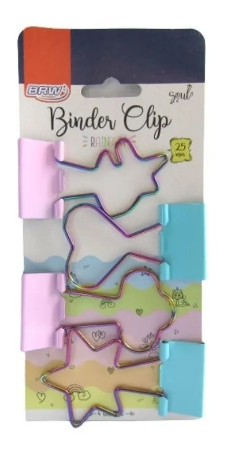 Prendedor de Papel BRW Rainbow 25mm com 4 unidades