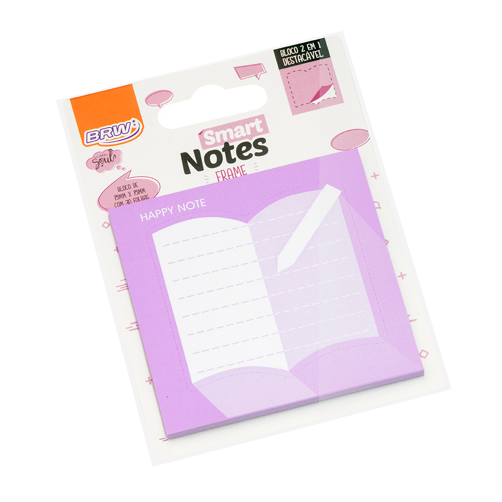 Bloco Adesivo BRW Smart Notes Frame 2em1 75x75mm Lilás