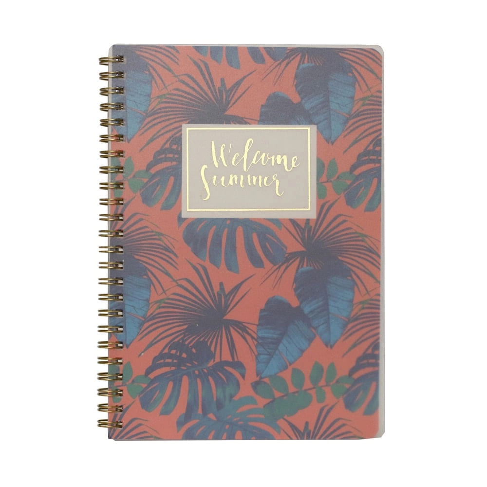 Caderneta Bee Unique A5 Pautado Tropical Floral 160 Páginas Pautado Capa Plástica