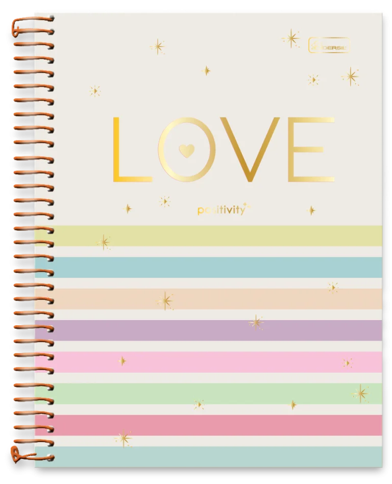 Caderno Universitário Cadersil Positivity 10 matérias Capa Dura 160 Folhas Sortido