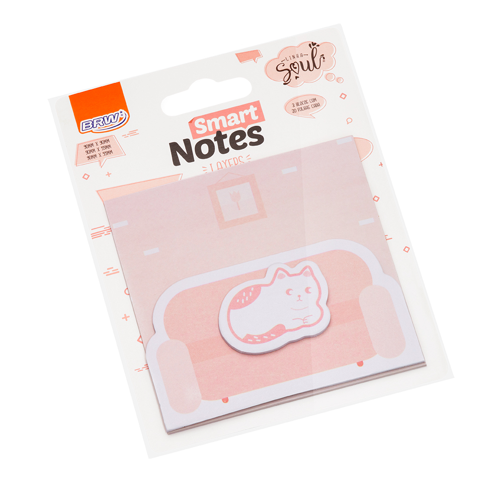 Bloco Adesivo BRW Smart Notes Layers Gato
