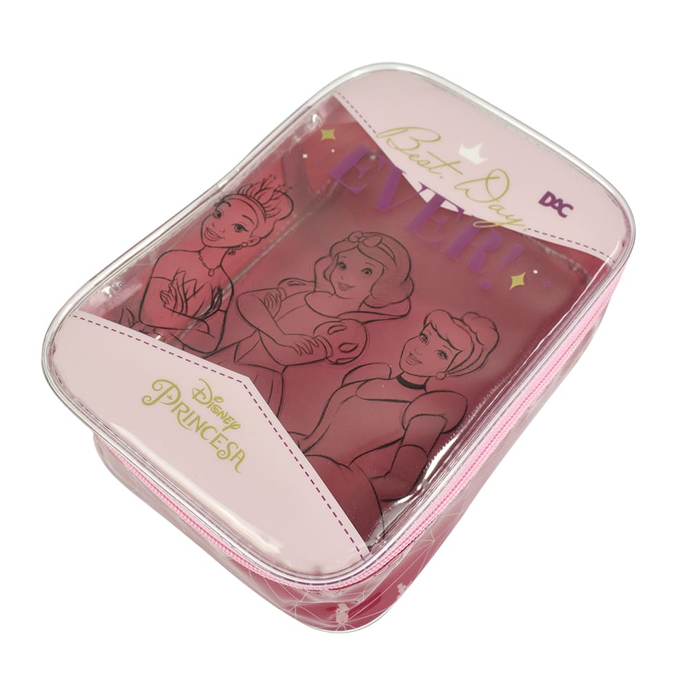 Estojo Escolar DAC Princesa com Ziper Baú Grande em PVC Cristal