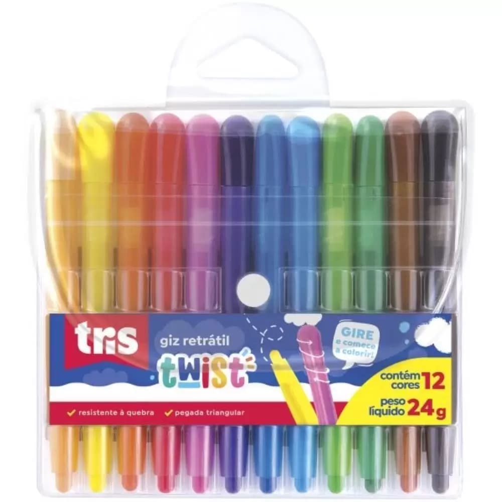Giz Retrátil TRIS New Twist com 12 Cores