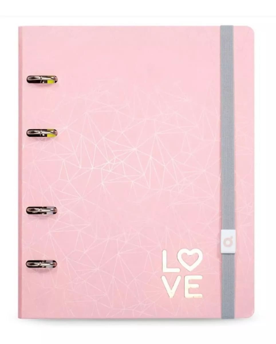 Caderno Argolado Ótima Stone Ultra Médio Geométrico Pink