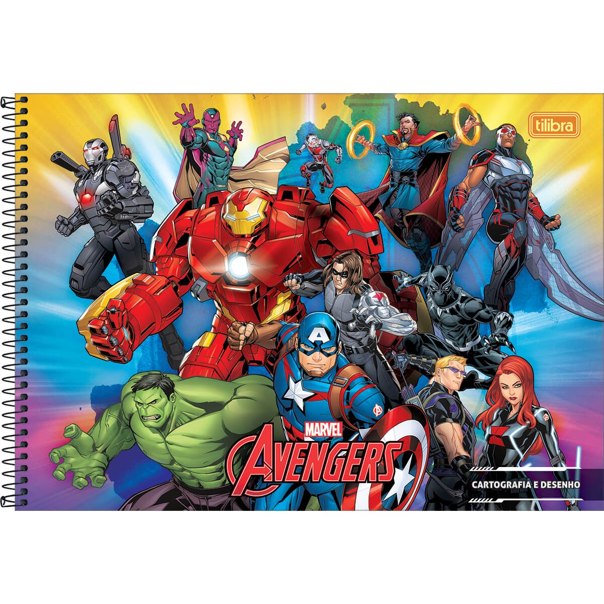 Caderno Cartografia Tilibra Avengers Espiral Capa Dura Sem Pauta 80 Folhas Sortido