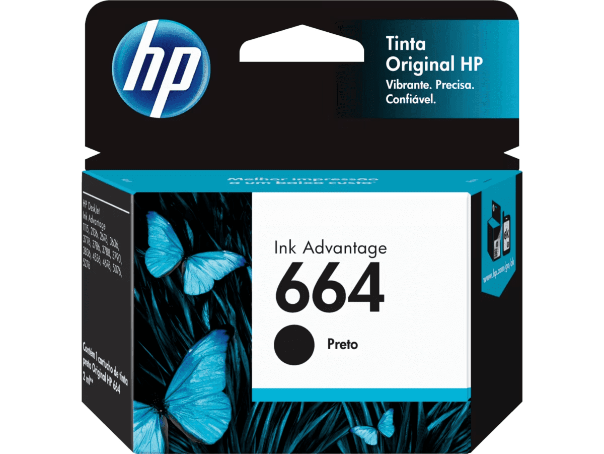 Cartucho de Tinta HP 664 Preto Advantage Original 2ml