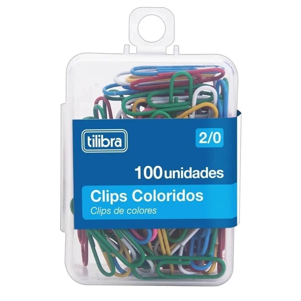 Clips Tilibra Coloridos 2/0 com 100 Unidades D302