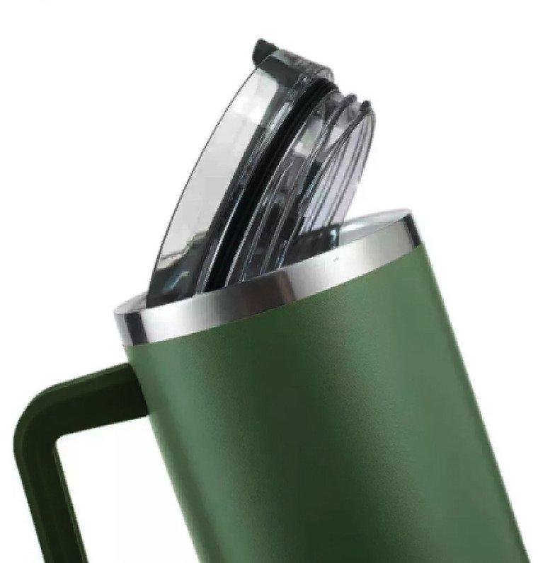 Garrafa Copo Térmico 1200 ml Aço Inox com Tampa e Canudo Verde