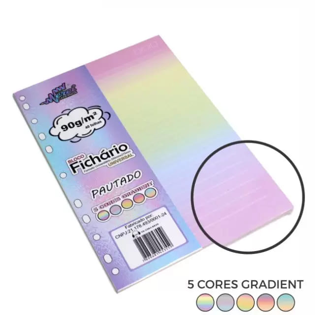 Bloco Fichário Merci Universitário Pautado com 40 Folhas Gradient